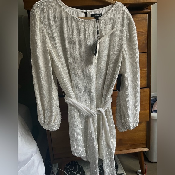 Retrofete Moonglow White Grace Sequin Dress Brand New with Tags